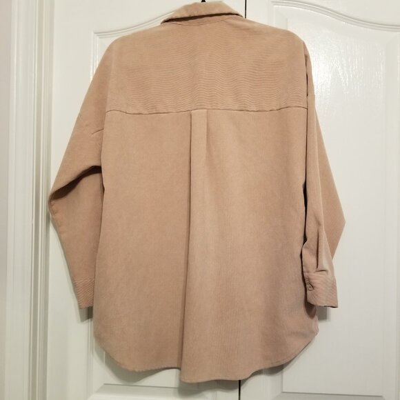 Zara Pinky Nude Corduroy Ribbed Button Down Collared With Pockets XSmall Women's - Picture 3 of 9